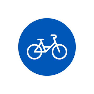 Blue Bicycle Symbol in Circle Icon &ndash; Bike Lane Traffic Sign, Cycling Route Marker, Bicycle Parking Symbol Vector