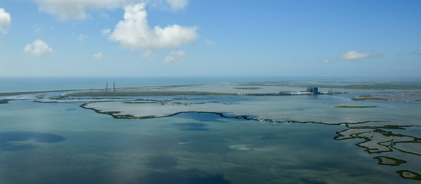 Aerial view of South Bay near Boca Chica in Cameron County, Texas