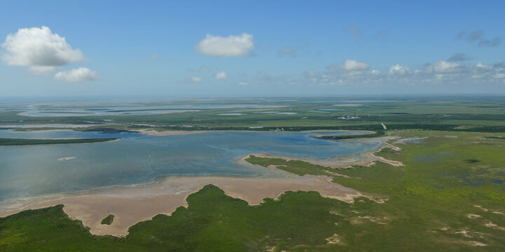 Aerial view near Port Isabel in Cameron County, Texas