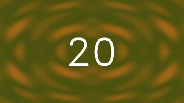 Abstract number 20 with circular ripple pattern in brown background