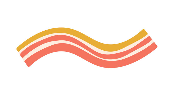 Wavy strip of bacon flat vector illustration isolated on white