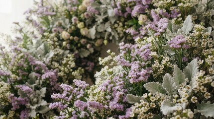Fototapeta premium Elegant White and Pale Purple Flower Garden With Soft Botanical Layers