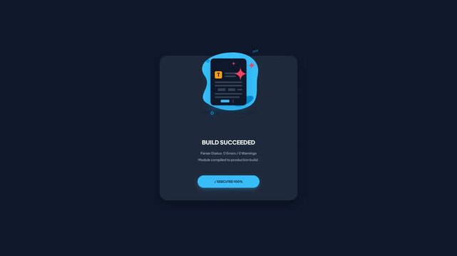 Code Refactored Build Succeeded Animated UI Notification Card for Developer Dashboard Interface