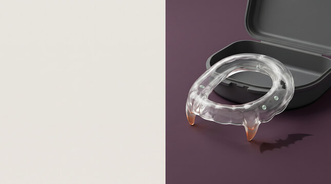 Clear dental retainer with vampire fang design for orthodontic correction