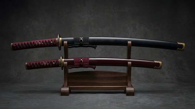 Sword Display, Martial Arts Weapons, Studio, Photography, Dark Background, Close-Up, Artistry