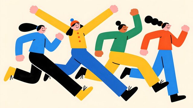 Simplified Playful Human Figures Exaggerated Limbs Dynamic Poses Flat Vector Character Pack