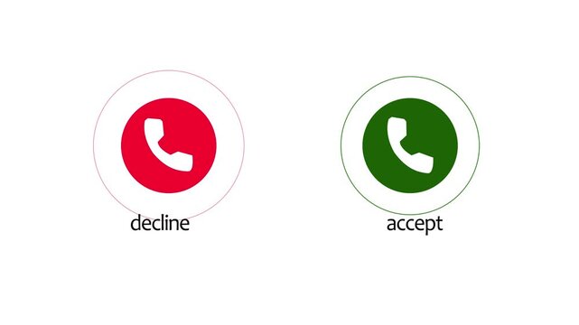 Animated Incoming call interface with accept and decline buttons on white background.