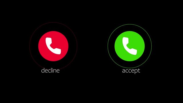 Animated Incoming call interface with accept and decline buttons on white background.