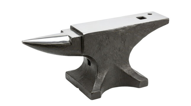 Blacksmith anvil with a horn and a flat face isolated on transparent background