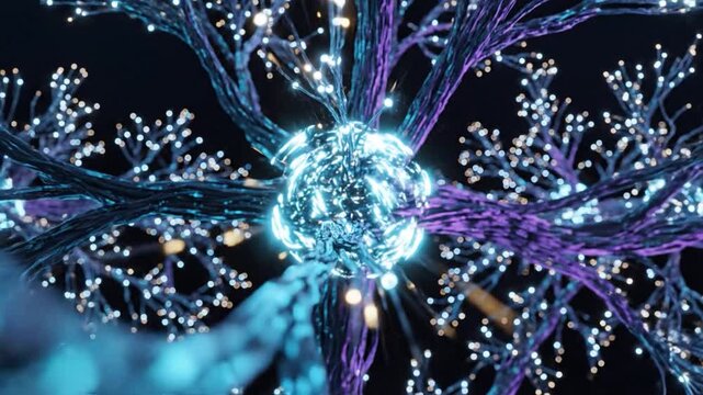 Intricate Neural Network Structure Illuminated with Branching Connections and Glowing Nodes