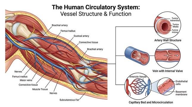 Human circulatory system vessel structure and function medical infographic