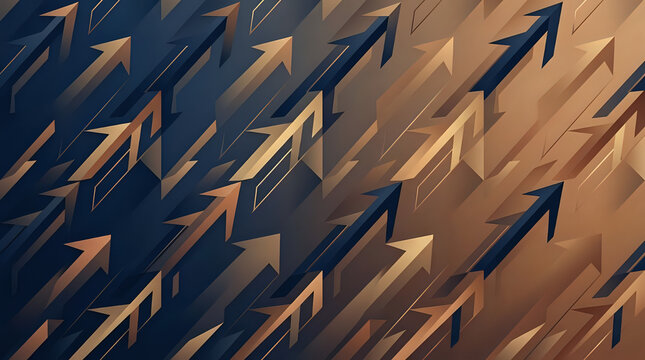 Abstract background of upward pointing arrows demonstrating growth and success with business direction progress strategy