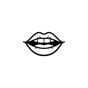 Simple black line art of an open mouth cartoon
