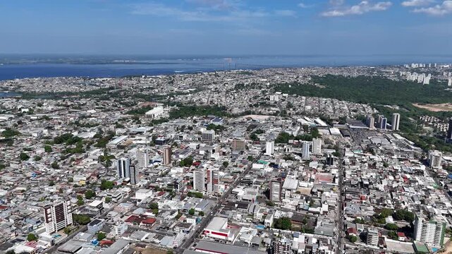 Manaus Skyline At Manaus In Amazonas Brazil. Downtown District. Highrise Buildings Skyline. City Life Traffic. Manaus Skyline In Manaus In Amazonas Brazil. Beautiful Cityscape.