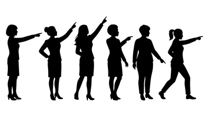 Fototapeta premium Silhouettes of business women pointing vector illustration