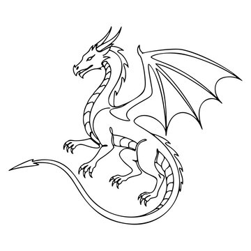 Minimalist Continuous One Line Dragon Drawing in Black and White