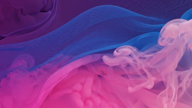 Dynamic Abstract Fluid Art Motion with Pink and Blue Ink Blending for Modern Graphic Backgrounds