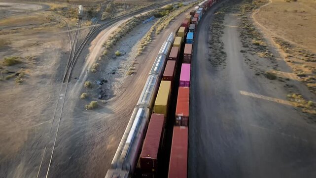 Triple train track in the desert