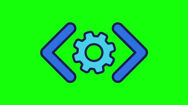 API code gear icon displaying programming technology concept on green screen