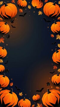 Low poly Halloween phone background with vertical copy space and pumpkins