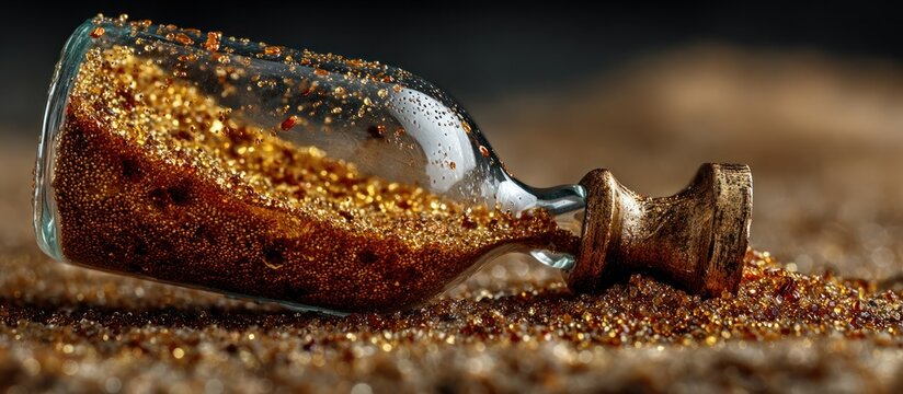 Spilled Hourglass on Brown Surface.