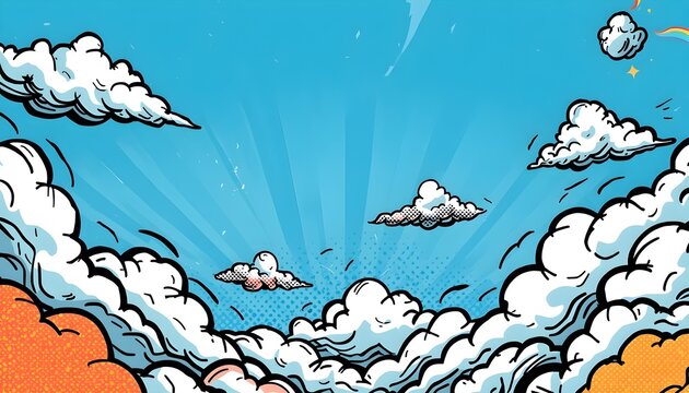 Comic book cartoon Cartoon puff cloud comic background.