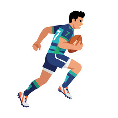 Obraz premium Rugby Player Running with Ball