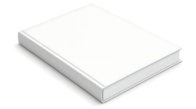 Empty white hardcover book on plain background.