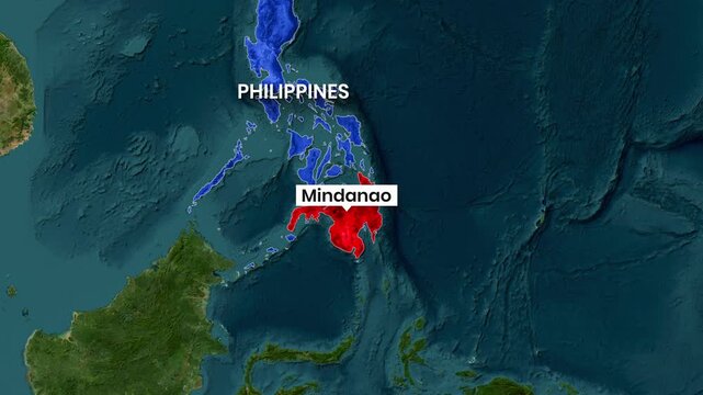 Philippines detailed geographical map animation showing the Mindanao region clip