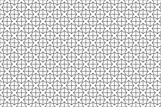 Monochromatic geometric linear pattern with star and cross interlocking design geometric background