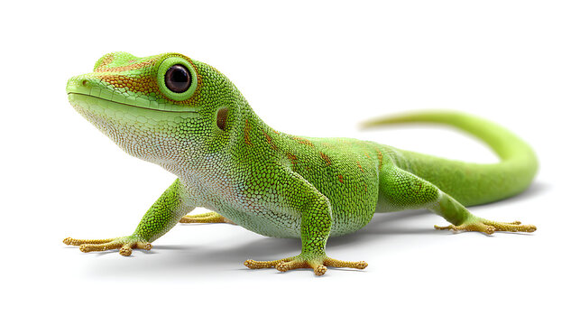 green lizard isolated on white
