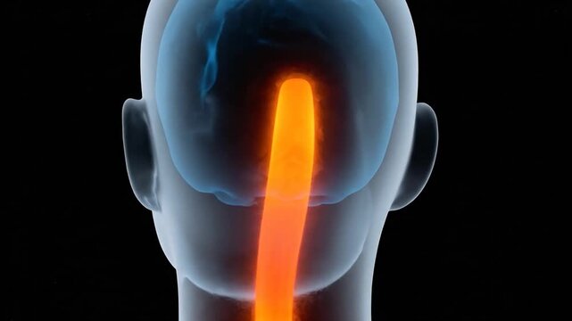 Glowing transparent human head profile on black background