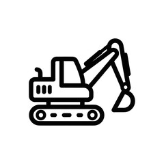 Fototapeta premium Heavy construction excavator machinery line art icon