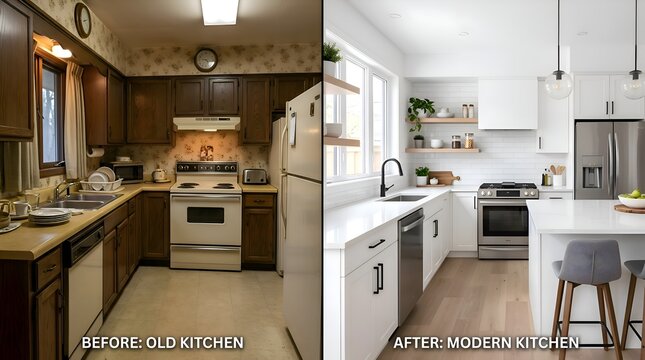Old Kitchen Before and After Renovation - Modern White Dream Kitchen