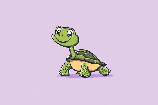Happy cartoon turtle walking