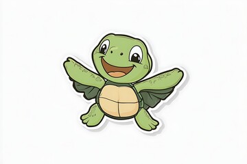 Fototapeta premium Happy turtle with wings raised
