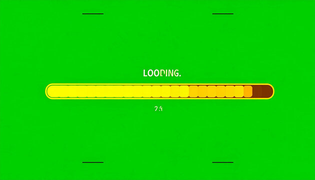Loading progress bar animation on a green screen background with the word loading and the number 2.4