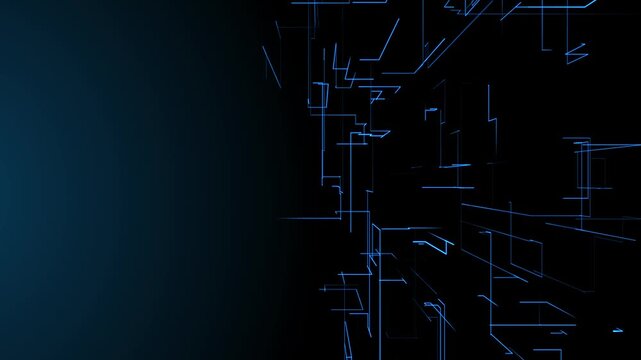 Abstract blue particle wave with glowing dots and flowing lines, creating a futuristic technology background.