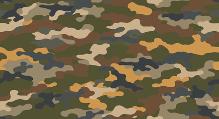 Fototapeta premium Woodland Camouflage Pattern - Military Style Background, Nature Colors