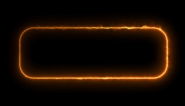 Glowing Orange Neon Rectangular Frame with Fiery Edges on a Black Background Abstract Motion Graphic Element