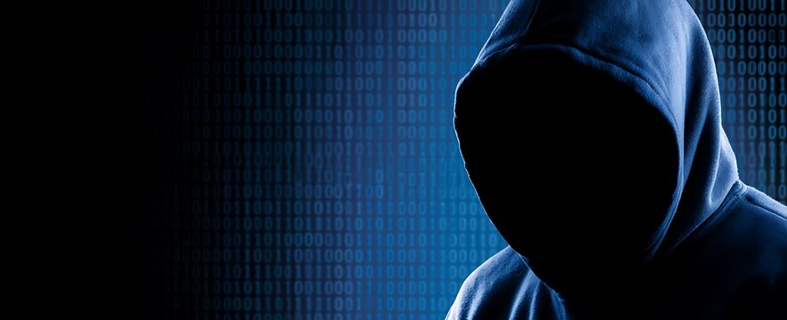 the dark web hooded hacker banner