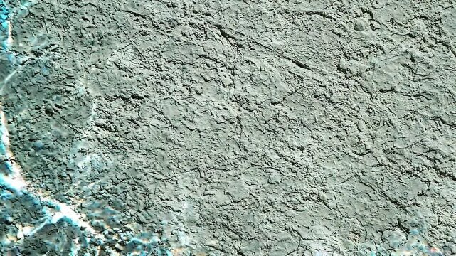 Blue light reflection from rippling water surface on textured wall. Abstract movement of aquatic glow on stone background. Fluid caustics effect for design element.