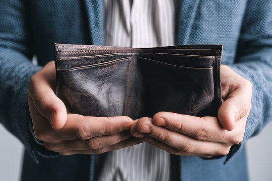 Bankruptcy - Business Person holding an empty wallet