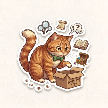 stiker hewan kucing berpose penasaran lucu dan menggemaskan 