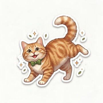stiker hewan kucing berpose senang lucu dan menggemaskan 