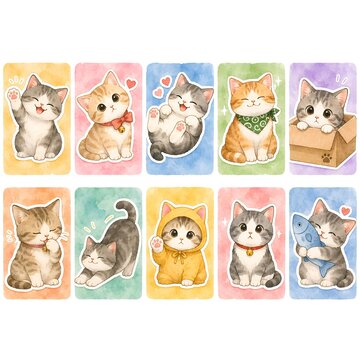 stiker hewan kucing berpose lucu dan menggemaskan 