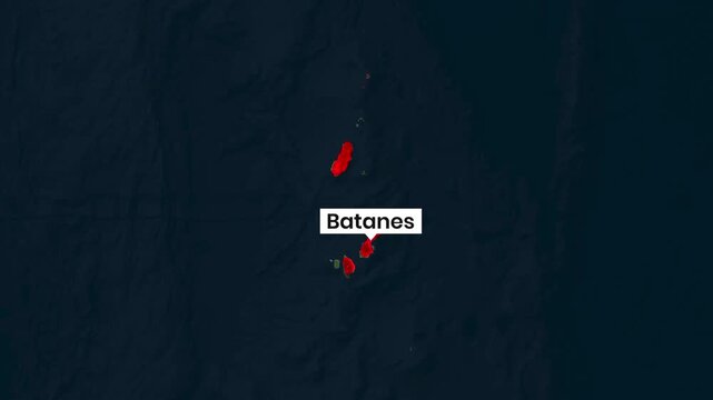 Batanes Islands highlighted on satellite map footage animation