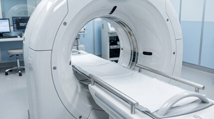 Fototapeta premium Modern CT scanner machine in hospital examination room.