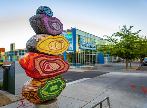 Street art fronts Discovery Museum building in Reno