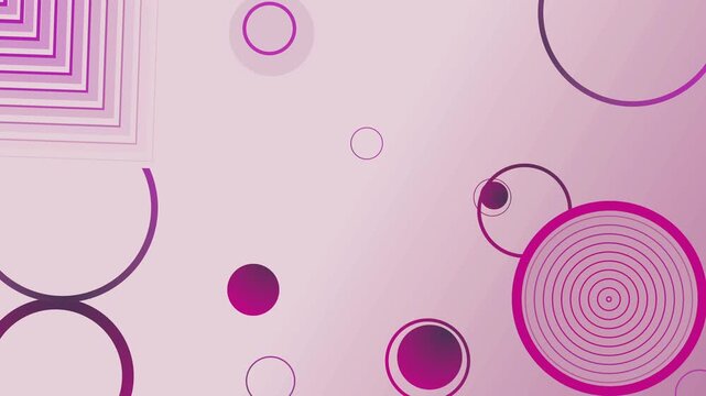 Abstract circles and rings background with geometric corner shapes simple modern design with copy space animation